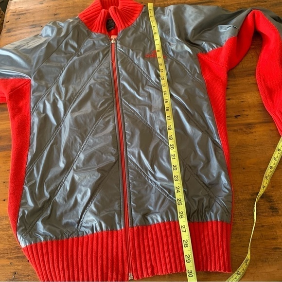 Adidas Y2K Icebreaker Gray Quilted Red Knit Bomber Training Varsity Jacket Sz L - Picture 7 of 10